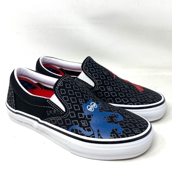 VANS x Krooked Slip On Sneaker Skateboard Black Canvas For Women Low VN0A5FCAAPM - Picture 1 of 10